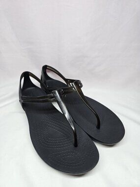 Crocs Isabella Women's Size 9 Black Jelly T-Strap Iconic Comfort Sandals
